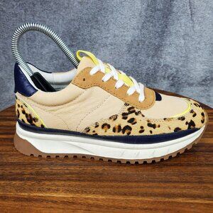 Madewell Shoes Women's 5 M Leather Leopard Kickoff Trainer Athletic Sneakers